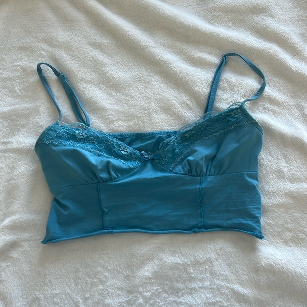 Princess Polly cropped tank top blue